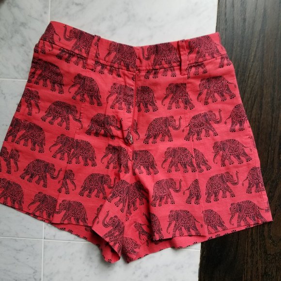 J Crew High Waist Elephant Print Shorts 0 - Picture 4 of 7